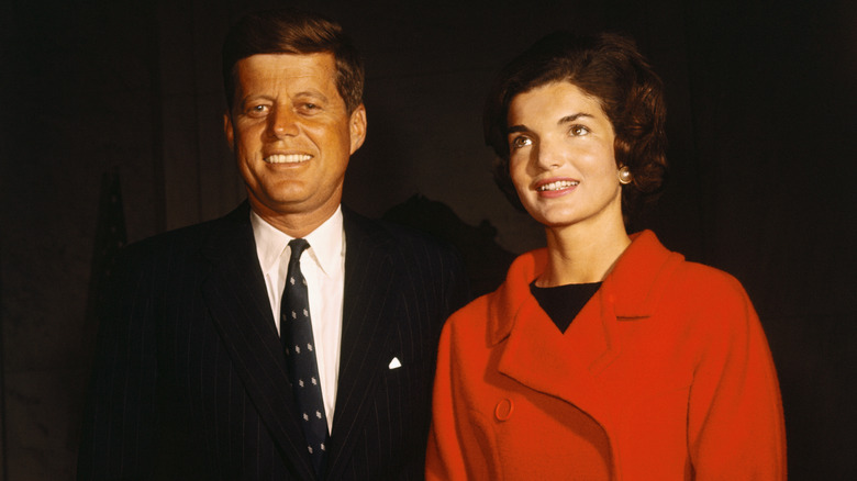 John and Jackie Kennedy posing together in the White House