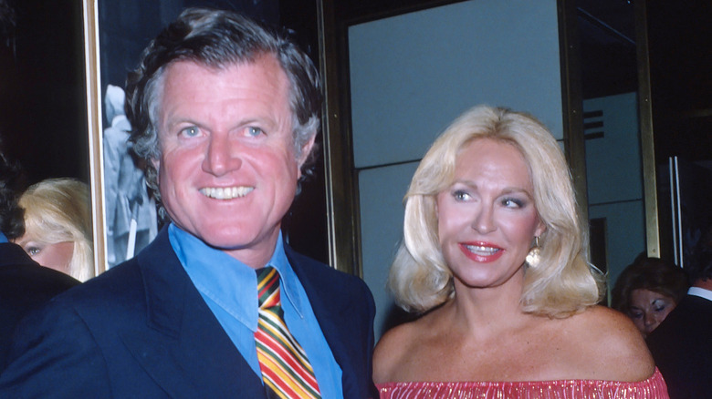 Joan Bennett posing with Ted Kennedy