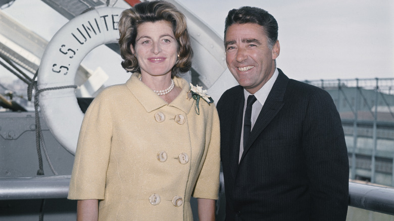 Patricia Kennedy posing with her husband Peter Lawford