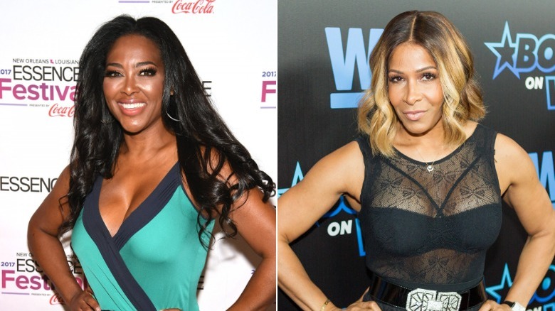 Kenya Moore hands on hips, Sheree Whitfield hands on hips