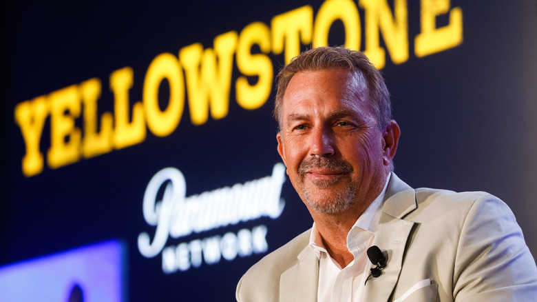 Kevin Costner smiles at a "Yellowstone" event