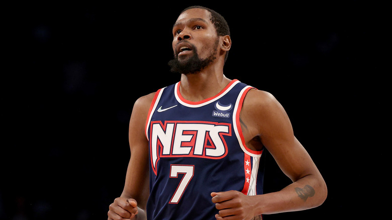 Kevin Durant in a Nets jersey