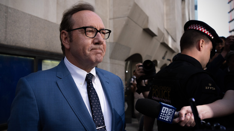 Kevin Spacey leaves the Central Criminal Court on July 14, 2022 in London, England