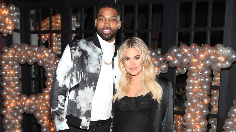 Khloe Kardashian and Tristan Thompson smiling