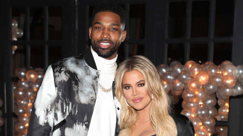 Khloe Kardashian and Tristan Thompson at Thompson's 2018 birthday party