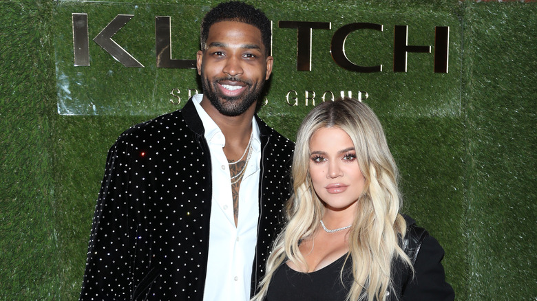 Khloe Kardashian and Tristan Thompson pose together