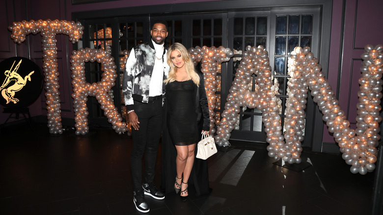 Khloe Kardashian and Tristan Thompson posing