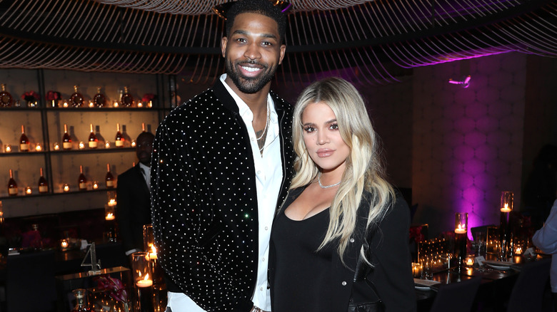 Tristan Thompson and Khloé Kardashian smiling