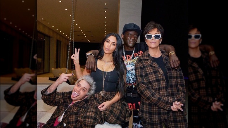 Pete Davidson, Kim Kardashian, Flavor Flav and Kris Jenner together