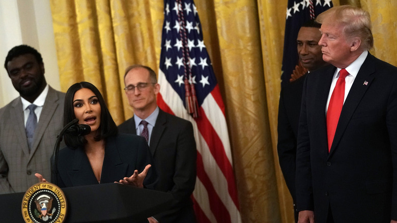 Kim Kardashian speaking at White House