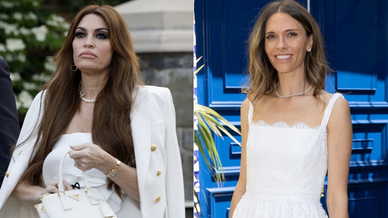 Split image of Kimberly Guilfoyle and Bettina Anderson wearing white