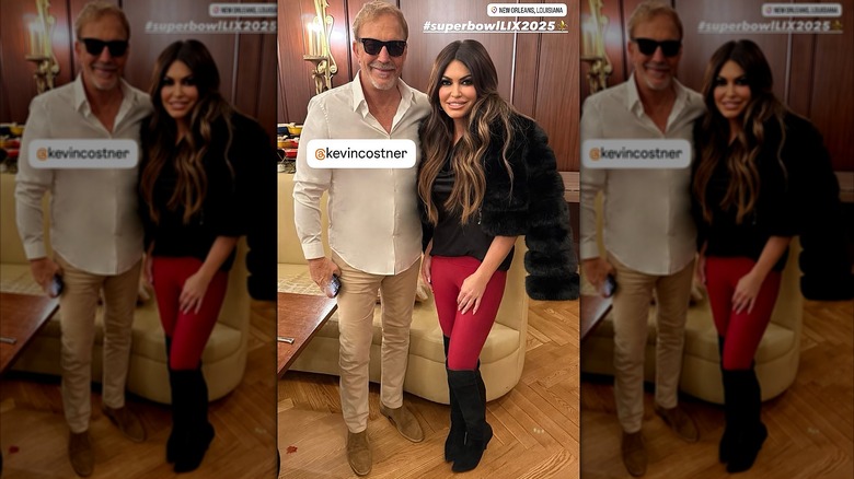 Kimberly Guilfoyle and Kevin Costner Super Bowl 2025