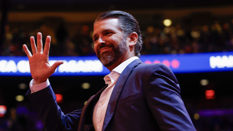 Donald Trump Jr. waving at Trump rally