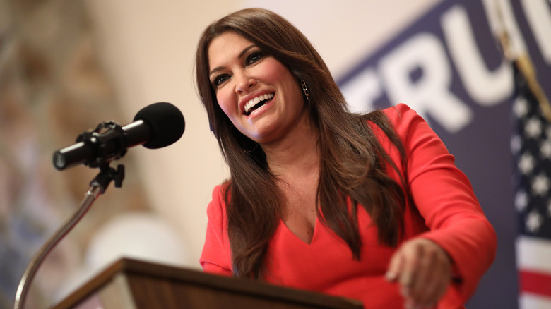 Kimberly Guilfoyle speaking at a Trump rally