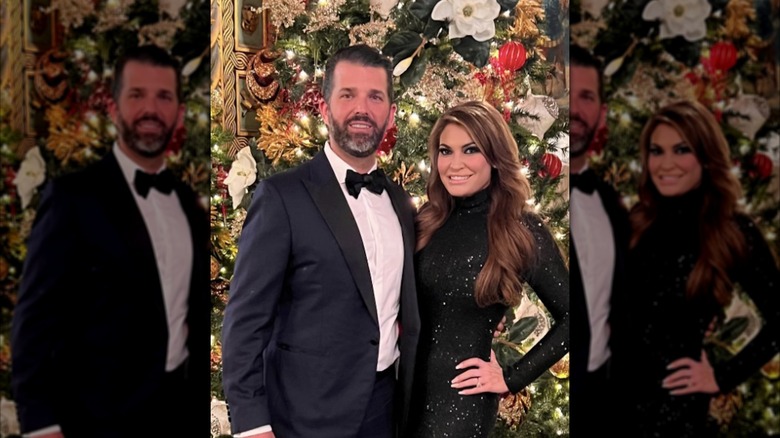 Donald Trump Jr. and Kimberly Guilfoyle at the White House at Christmas, with Guilfoyle displaying her engagement ring