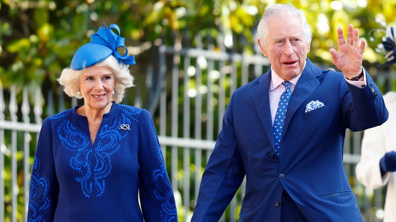 Queen Camilla and King Charles are seen at an Easter event