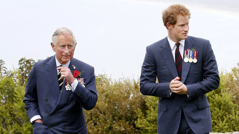 King Charles Prince Harry blue suits