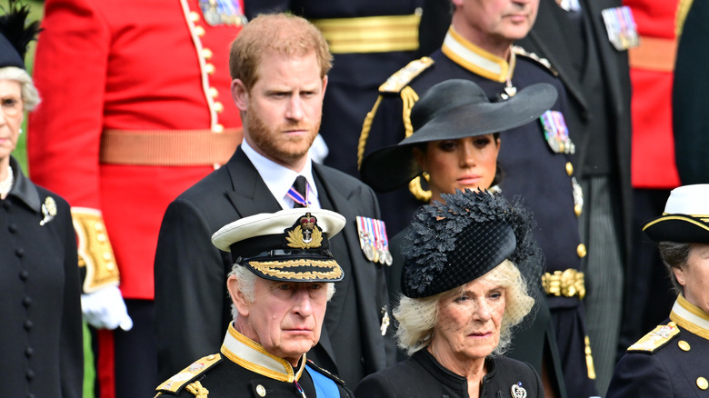 Prince Harry and Meghan Markle with King Charles and Camilla