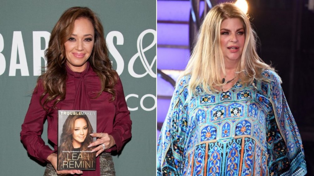 Leah Remini at book event in 2015; Kirstie Alley at the Celebrity Big Brother finale in 2018