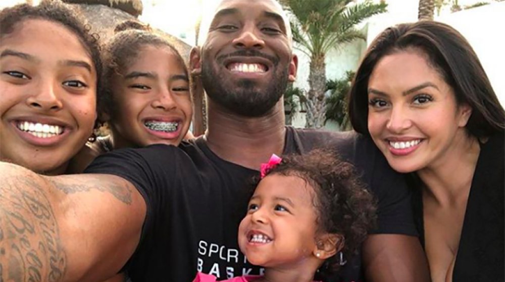 Kobe and Vanessa Bryant with three of their daughters