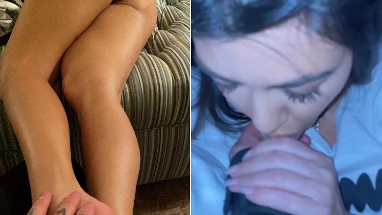 Kourtney Kardashian's legs and sucking a thumb