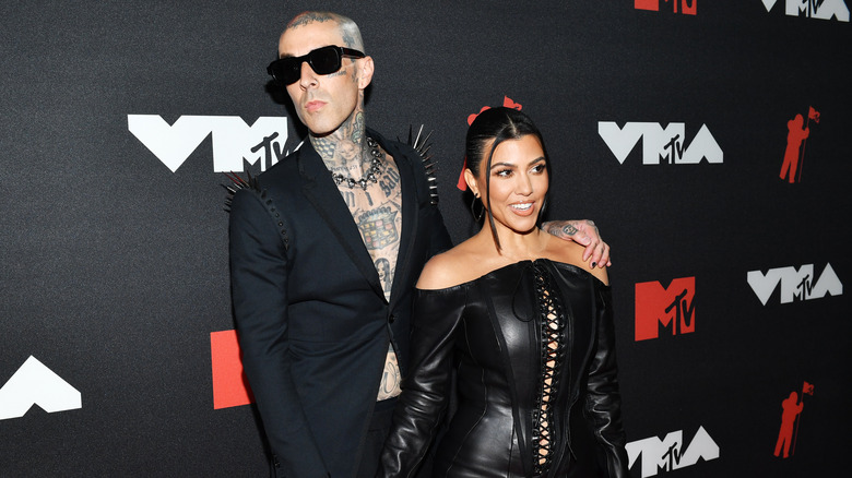 Travis Barker and Kourtney Kardashian at the VMAs