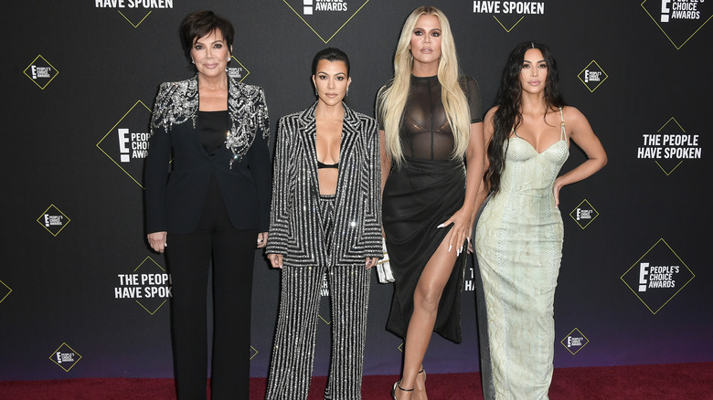 Kris Jenner, Kourtney Kardashian, Kim Kardashian, and Khloe Kardashian attending the 2019 E! People's Choice Awards