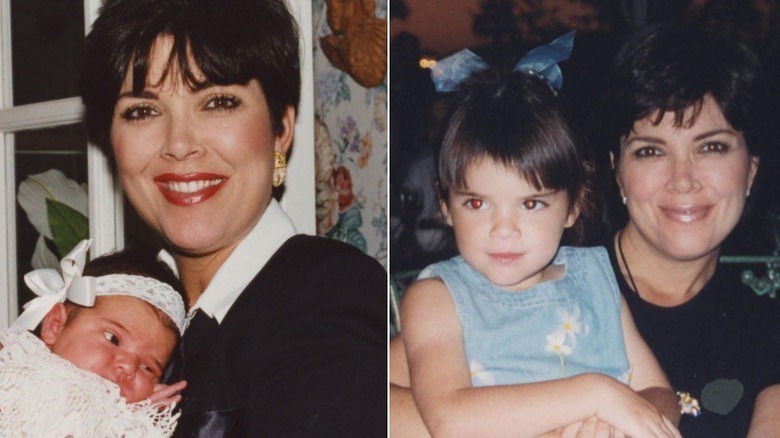 baby Kendall Jenner and Kris Jenner smiling