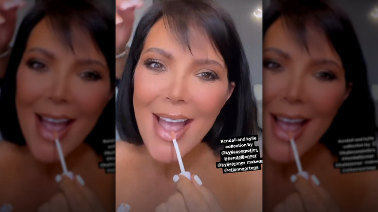 Kris Jenner applying makeup with a bob