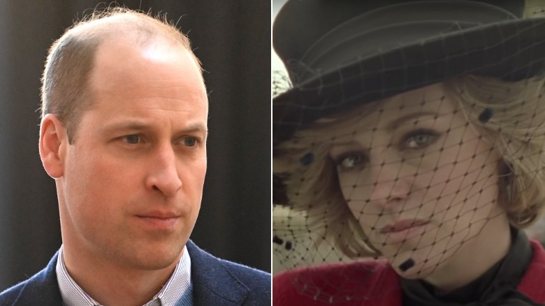 Prince William and Kristen Stewart as Diana split image