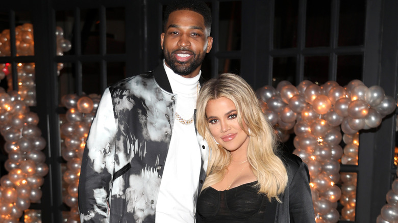 Tristan Thompson and Khloe Kardashian pose for a photo as Remy Martin celebrates Tristan Thompson's Birthday 