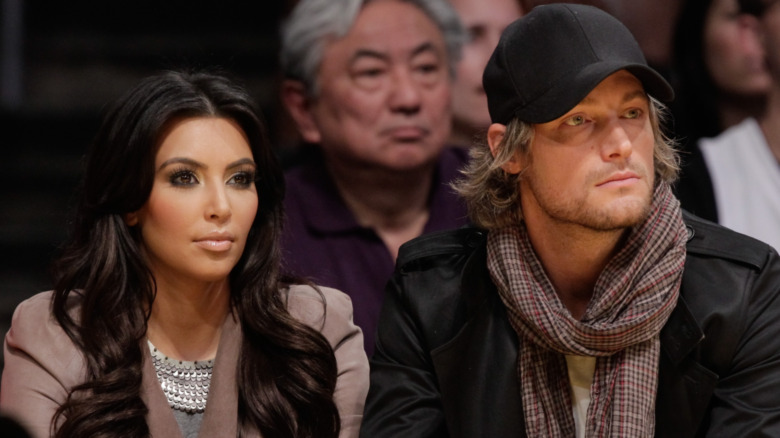 Kim Kardashian and Gabriel Aubry attend a game between the Golden State Warriors and the Los Angeles Lakers 