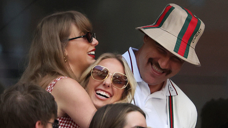 Taylor Swift hugging Kylie Kelce at the US Open