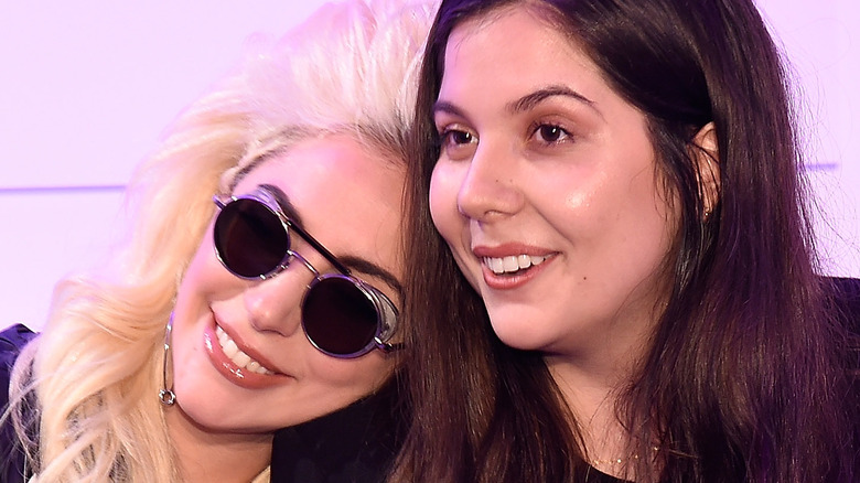 Lady Gaga and Natali Germanotta embracing