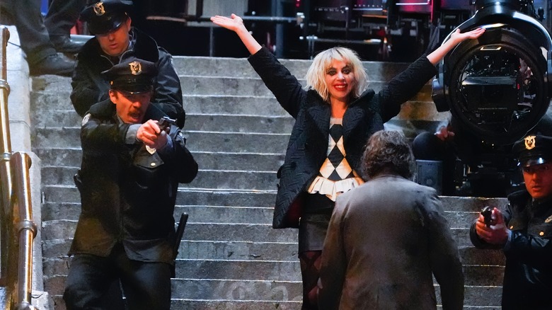 Lady Gaga on set filming Joker: Folie A Deux