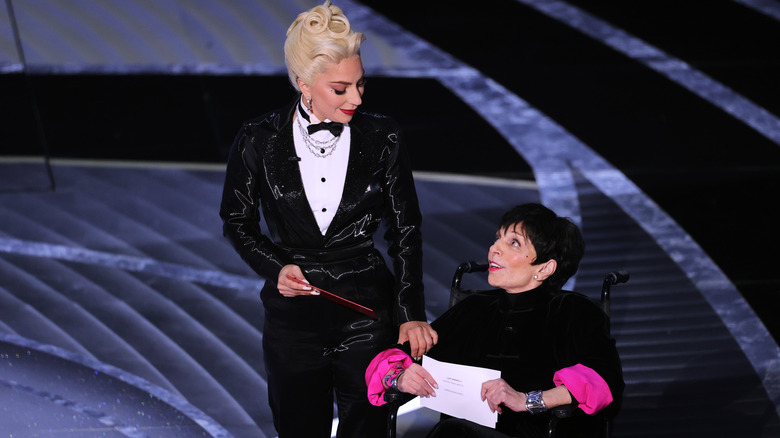 Lady Gaga and Liza Minnelli on Oscars stage