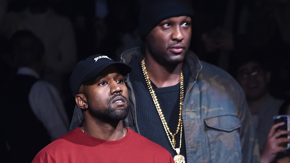 Kanye West and Lamar Odom at the Yeezy Fashion Show