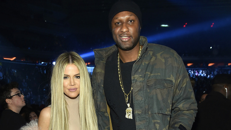  Khloe Kardashian and Lamar Odom attending Kanye West Yeezy Season 3