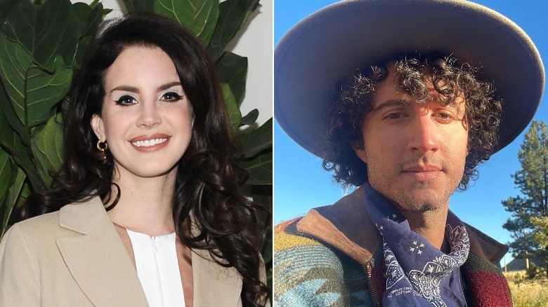 Lana Del Rey smiling and Evan Winiker in hat