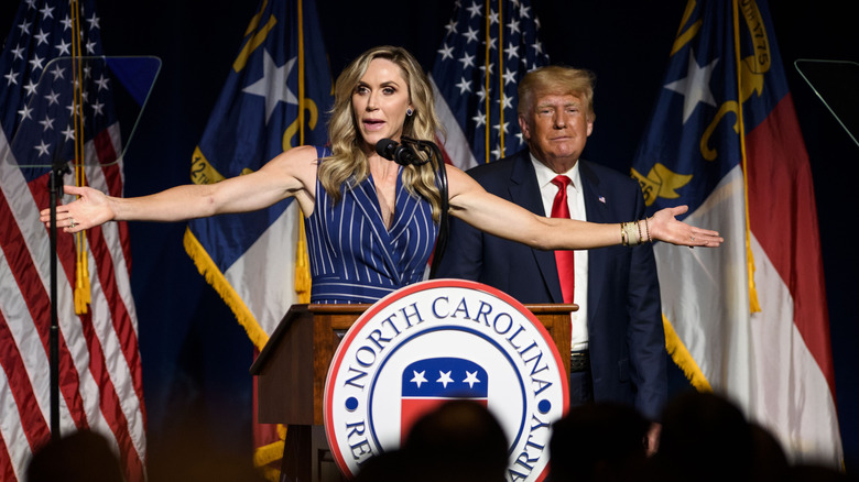 Lara Trump with arms outstretched