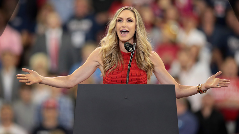 Lara Trump behind podium