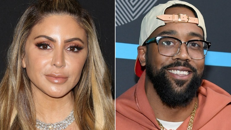 Larsa Pippen and Marcus Jordan smiling split image