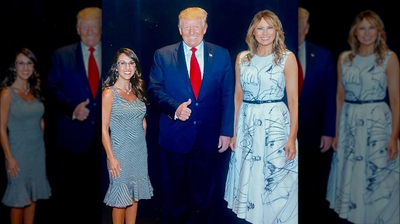 Lauren Boebert next to Melania and Donald Trump