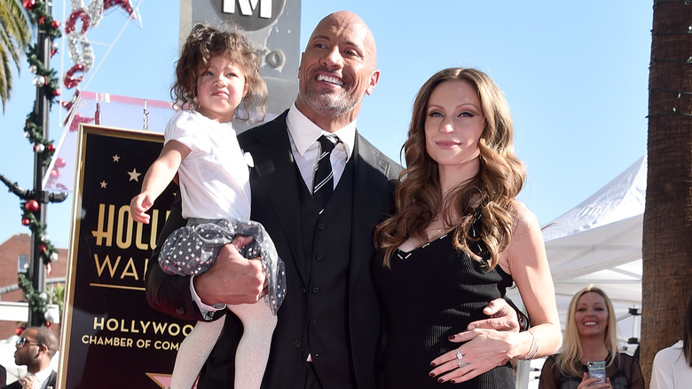 Dwayne Johnson and Lauren Hashian with daughter