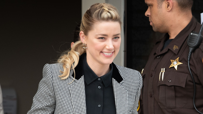 Amber Heard leaves court