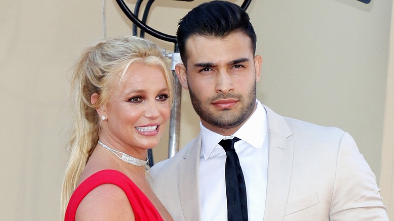 Britney Spears and Sam Asghari posing