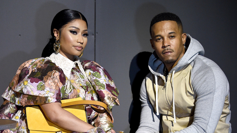 Nicki Minaj and husband Kenneth Petty attend the Marc Jacobs Fall 2020 runway show Feb. 2020 