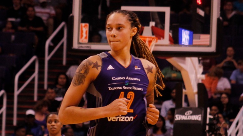 Brittney Griner runs on to the court