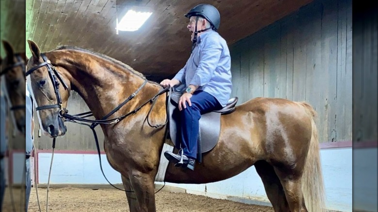 Leslie Jones on a horse