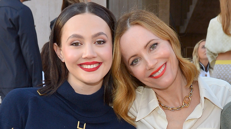 Leslie Mann and Iris Apatow pose at Louis Vuitton's 2023 Cruise Show